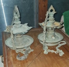 N°2 Antiche Lampade Ad Olio