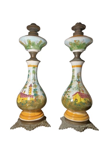 Coppia lampade olio dipinte - lampade,